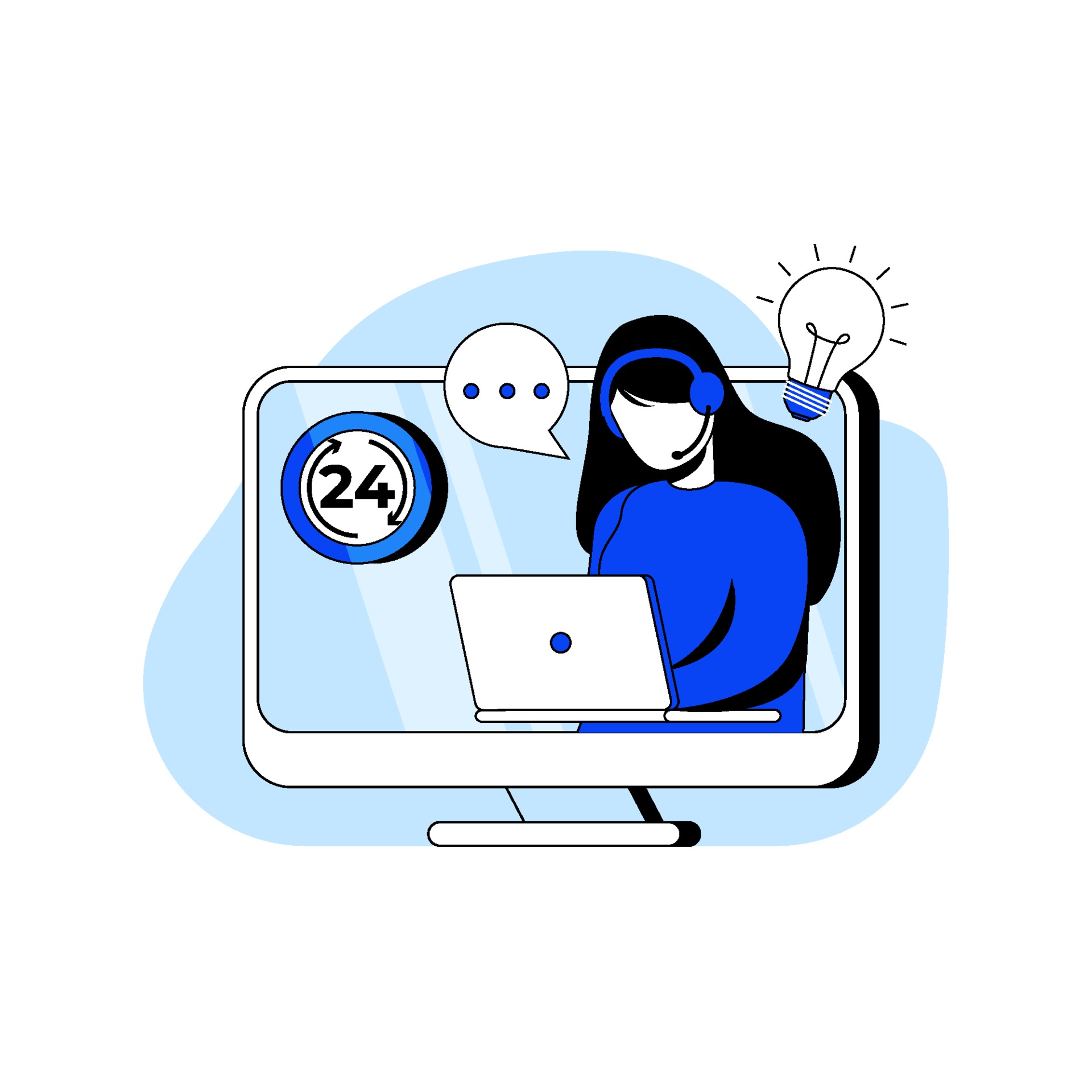 Customer Service Flat Design Concept Vector Illustration Icon. Support, Call Center, Help Desk, Hotline Operator. Abstract Metaphor. Can Use For Landing Page, Mobile App.