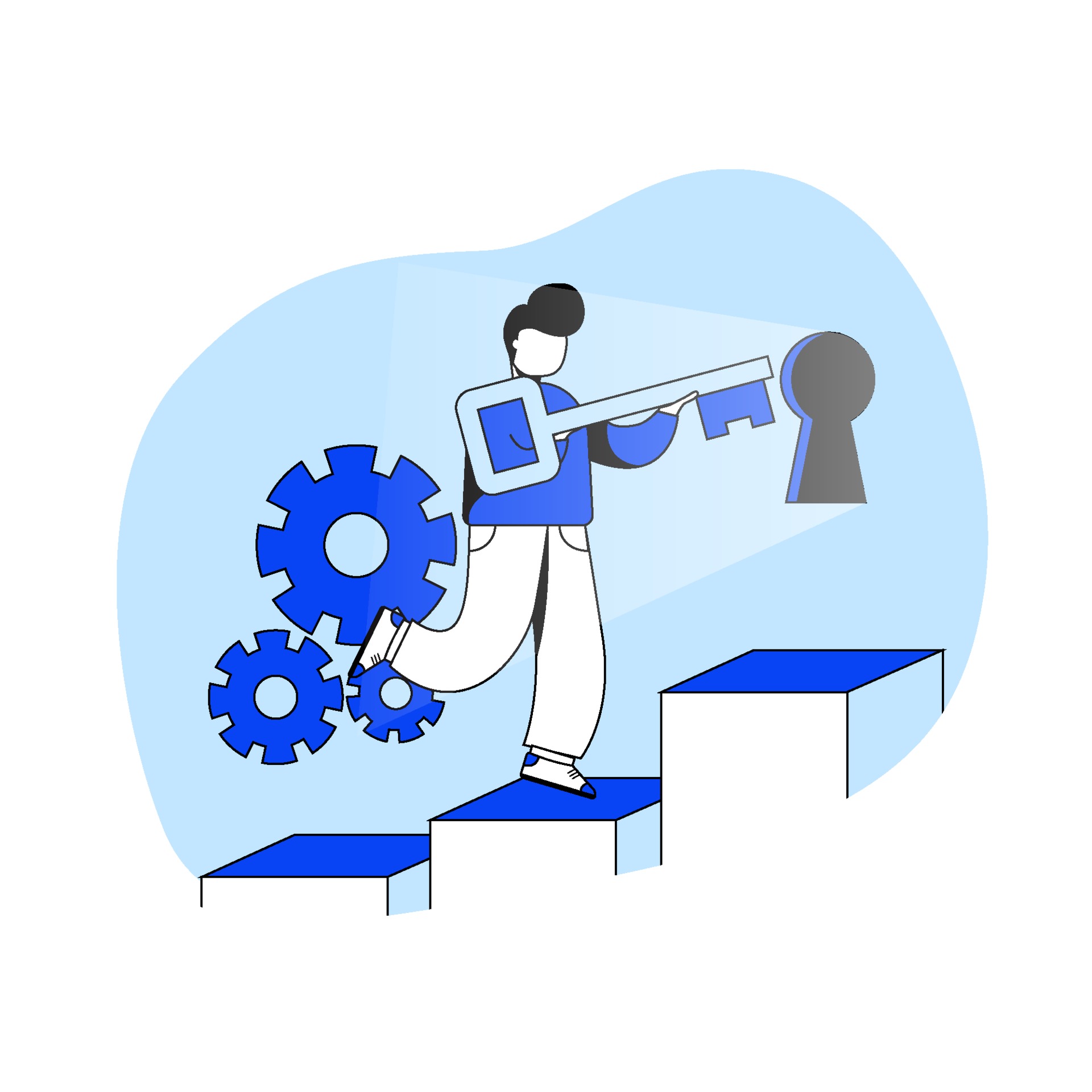 Key Of Success Flat Design Concept Vector Illustration. Business Solution, Successful Businessman, Big Opportunity. Abstract Metaphor. Can Use For Landing Page, Mobile App.